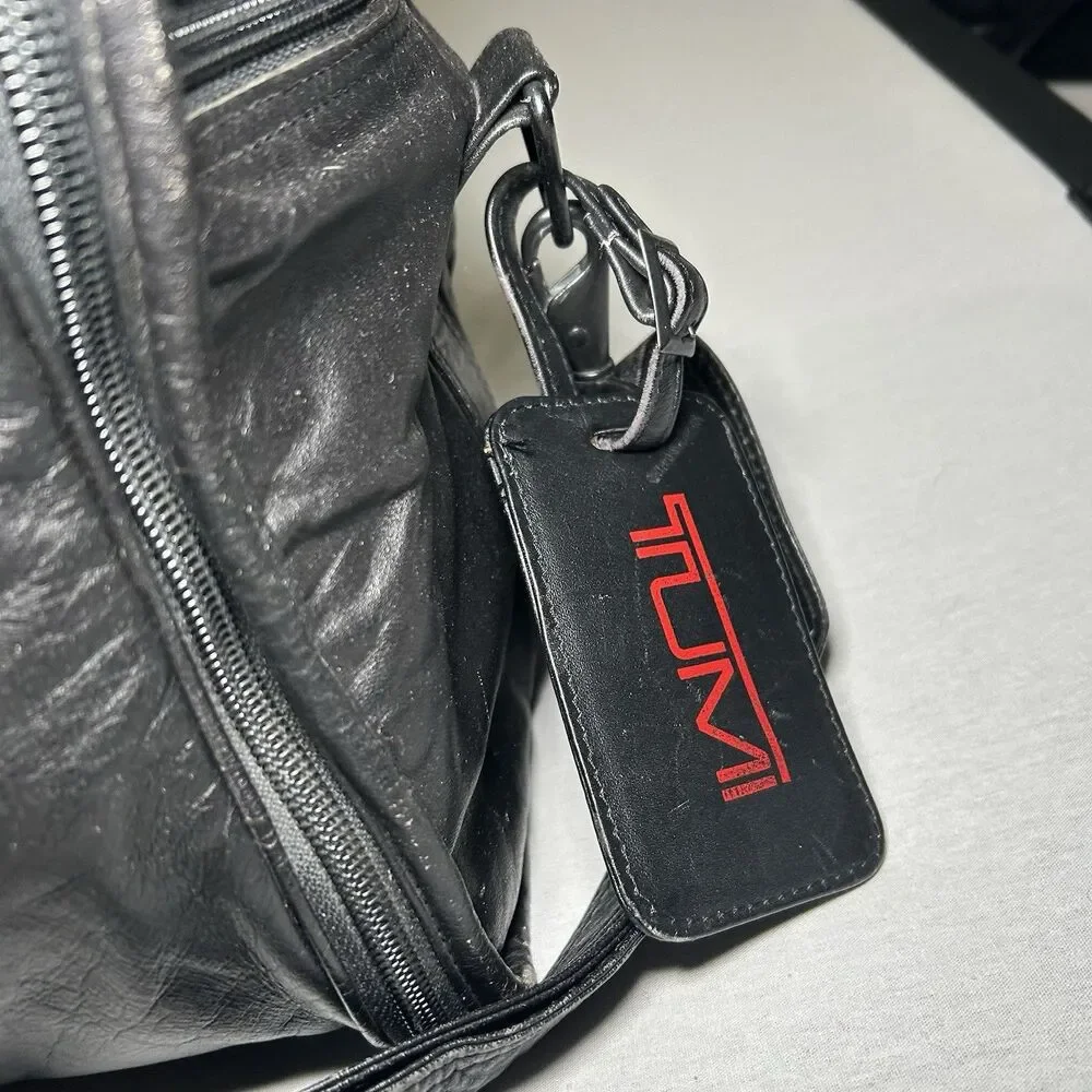 Vintage Tumi Alpha Square Duffle Bag Black Napa Leather Rare Luggage Weekender